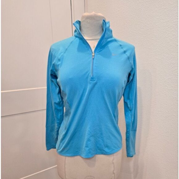 Women’s Nike DRI FIT 1/4 Zip Pullover Jacket Size Small Light Blue - Picture 2 of 13